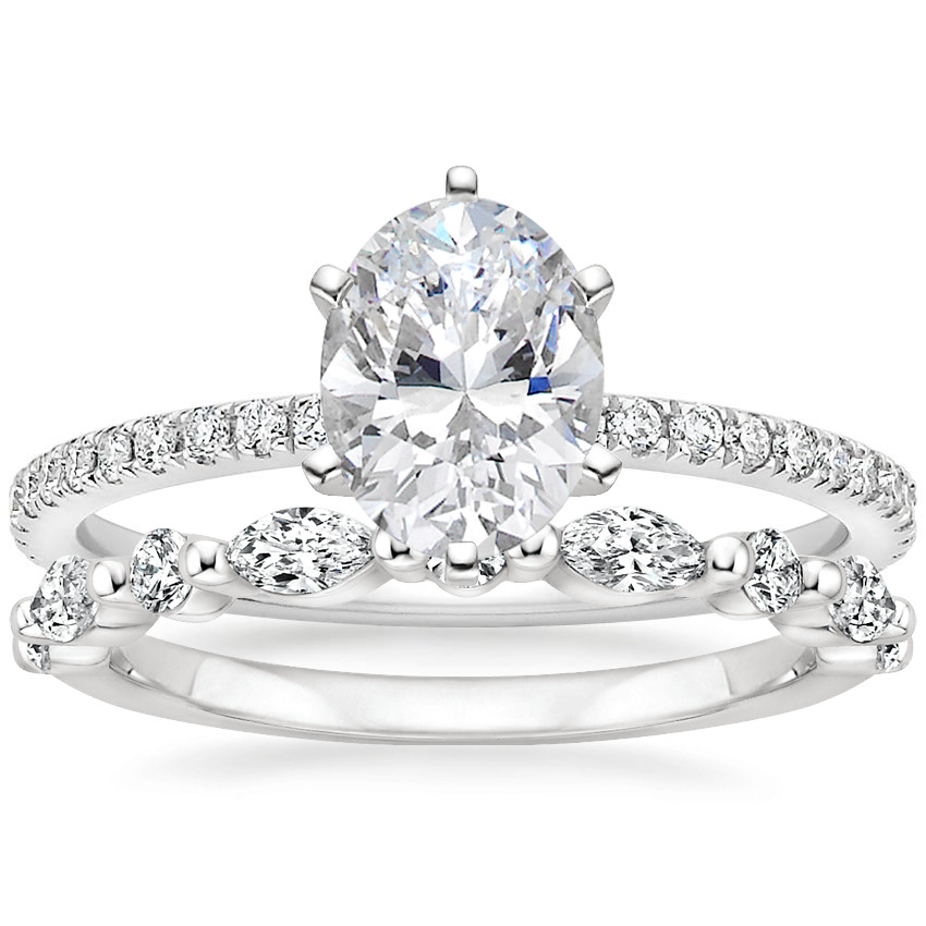 18K White Gold Six Prong Luxe Ballad Diamond Ring with Versailles